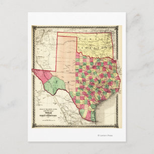 Texas und indisches TerritoriumPanoramakarte Postkarte