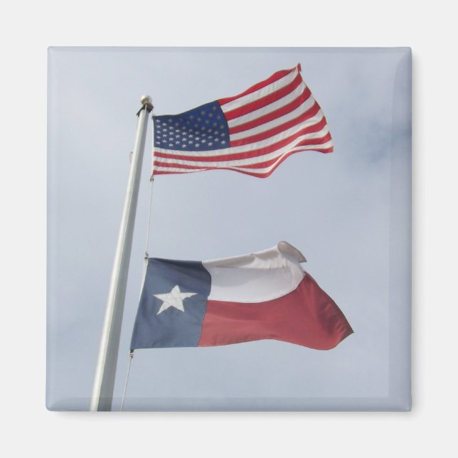 Texas und United Staaten Flag Square Magnet (Vorne)
