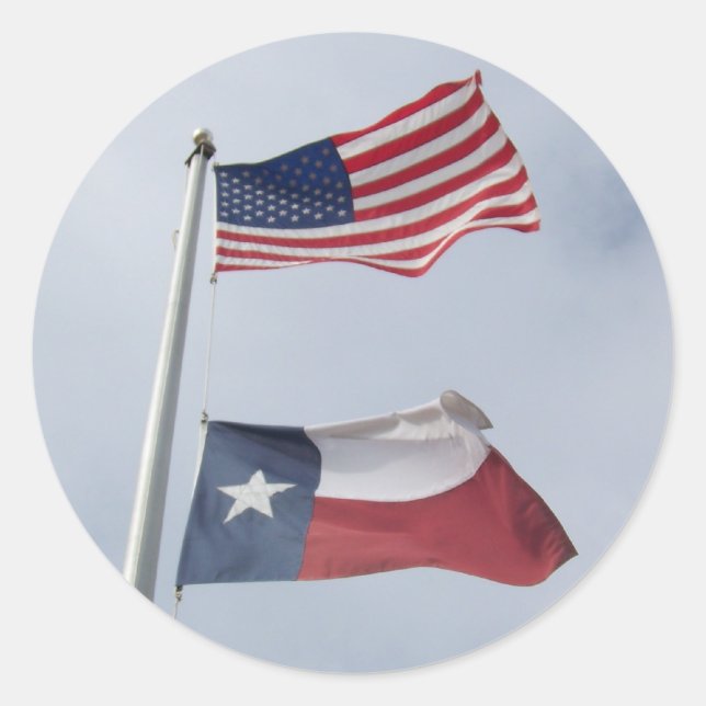 Texas und US-Flagge Runder Aufkleber (Vorderseite)