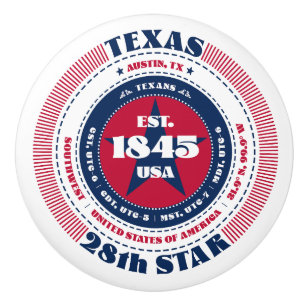 Texas US Staat Red White Blue Typografie Keramikknauf