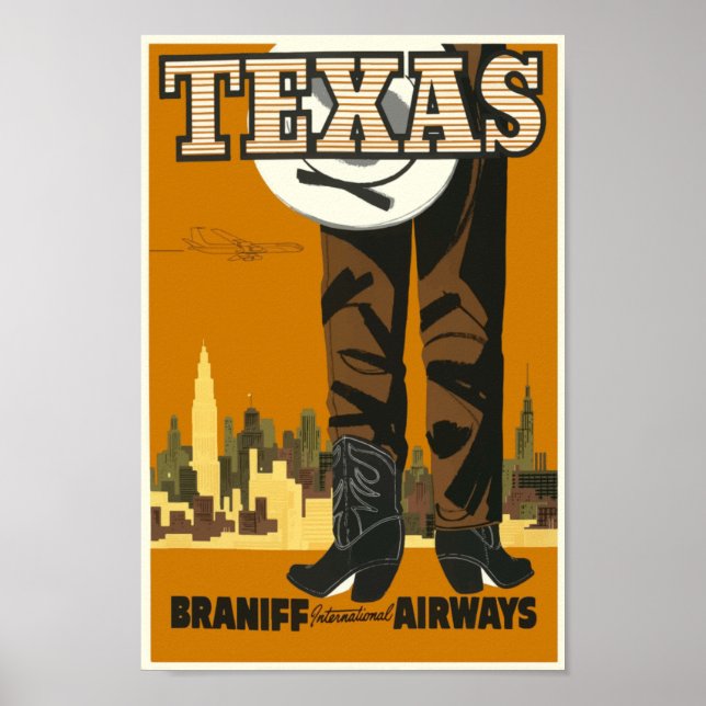 Texas USA Aviation Airline Vintage Travel Poster (Vorne)