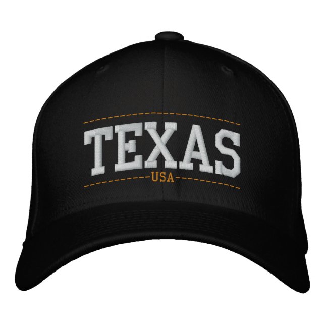 Texas USA bestickt Zip Hats Bestickte Kappe (Vorderseite)