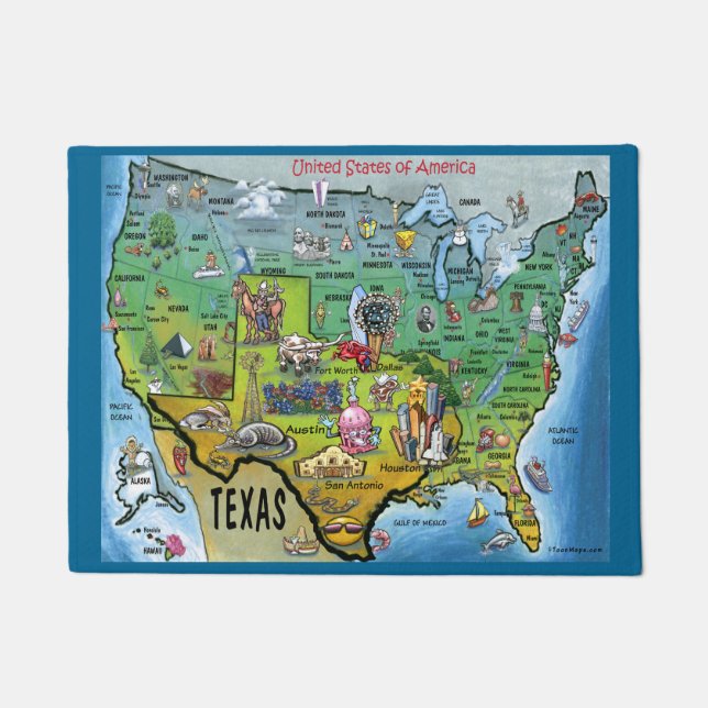 Texas USA Map Fußmatte (Vorderseite)