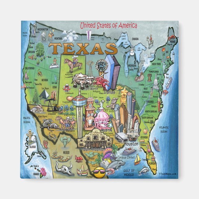 Texas USA Map Magnet (Vorne)