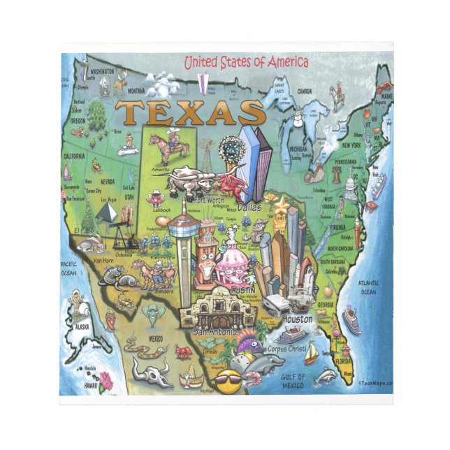 Texas USA Map Notizblock (Vorderseite)