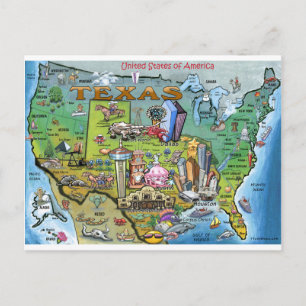 Texas USA Map Postkarte