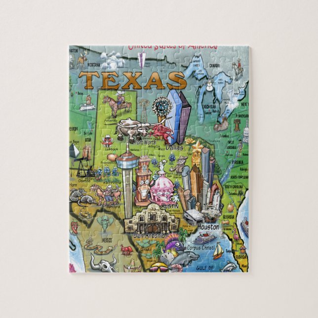 Texas USA Map Puzzle (Vertikal)
