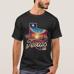Texas USA Retro-Sonnenuntergang-Wüste T-Shirt