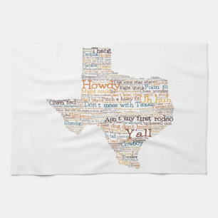 Texas USA Slang Word Art Map Geschirrtuch