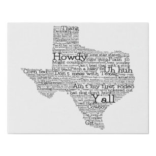 Texas USA Slang Word Art Map Imitate Canvas Print Künstlicher Leinwanddruck