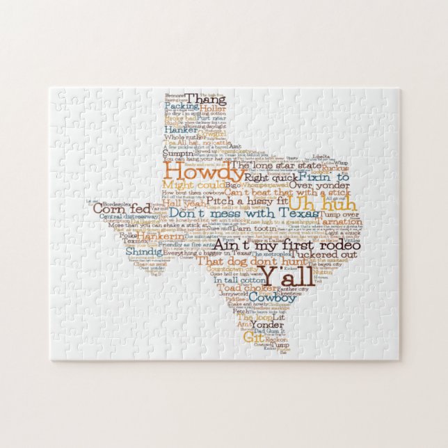 Texas USA Slang Word Art Map Puzzle (Horizontal)
