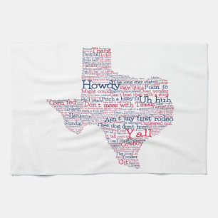 Texas USA Slang Word Karte Geschirrtuch