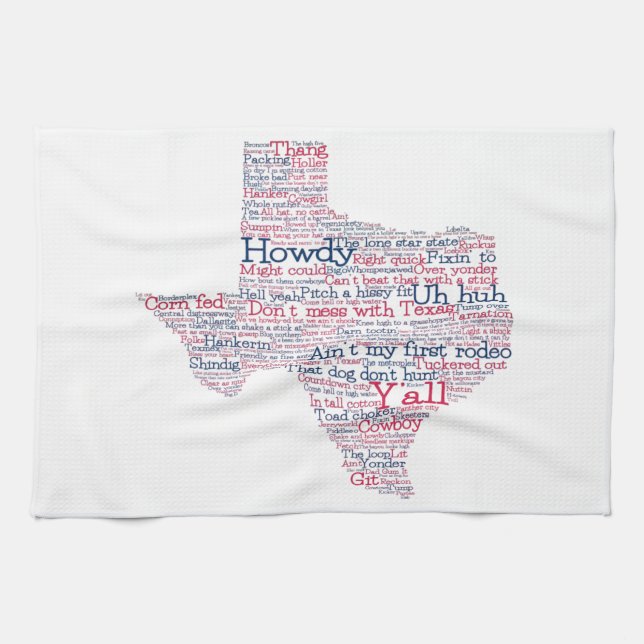 Texas USA Slang Word Karte Geschirrtuch (Horizontal)