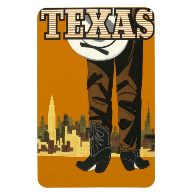 Texas USA Vintage Travel Magnet (Vertikal)