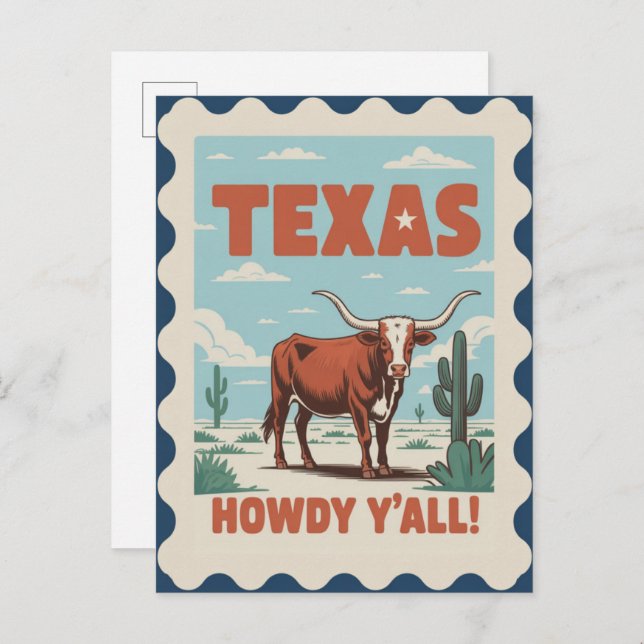 Texas USA Vintage Travel Postkarte (Vorne/Hinten)