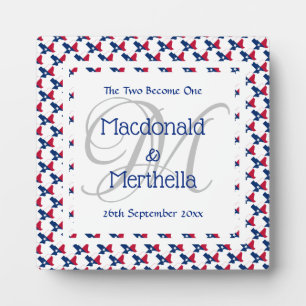TEXAS USA Wedding Keepake Geschenk Custom Monogram Fotoplatte
