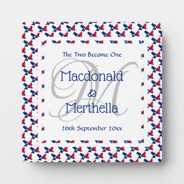 TEXAS USA Wedding Keepake Geschenk Custom Monogram Fotoplatte (Vorderseite)