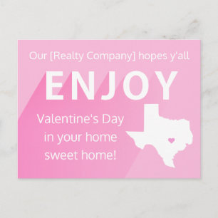 Texas Valentine's Day Realtor Marketing Postkarte