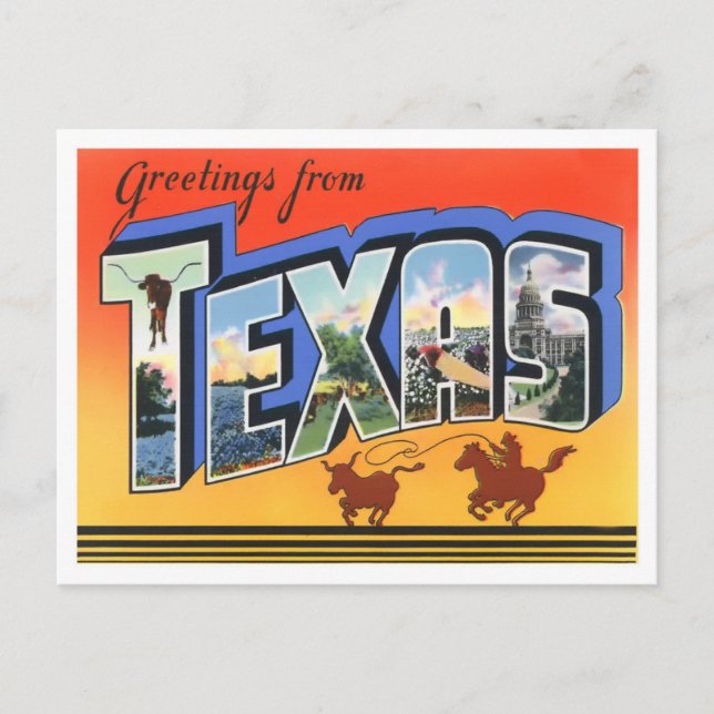 Texas Vintag Big Letters Postcard Postkarte (Vorderseite)