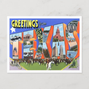 Texas Vintag Big Letters Postcard Postkarte