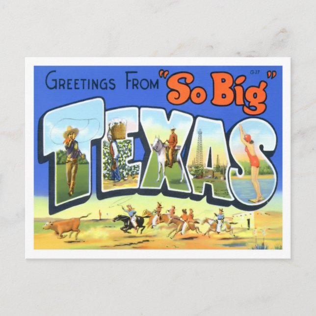 Texas Vintag Big Letters Postcard Postkarte (Vorderseite)
