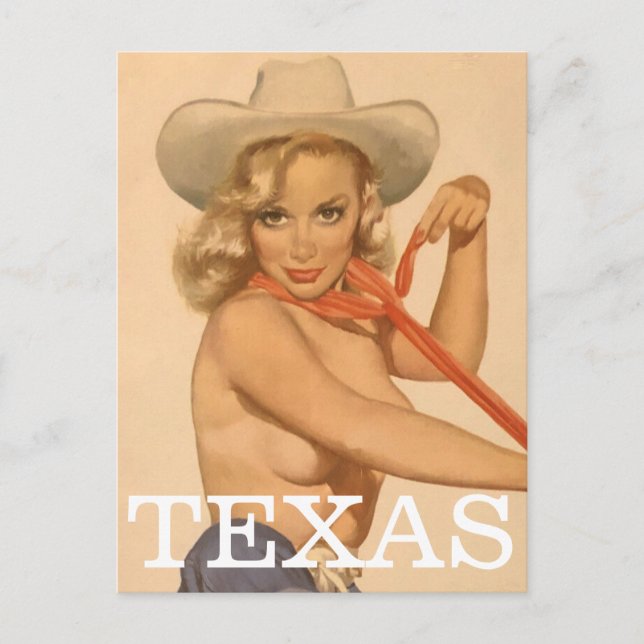 Texas Vintag Button Up Girl Postcard Postkarte (Vorderseite)