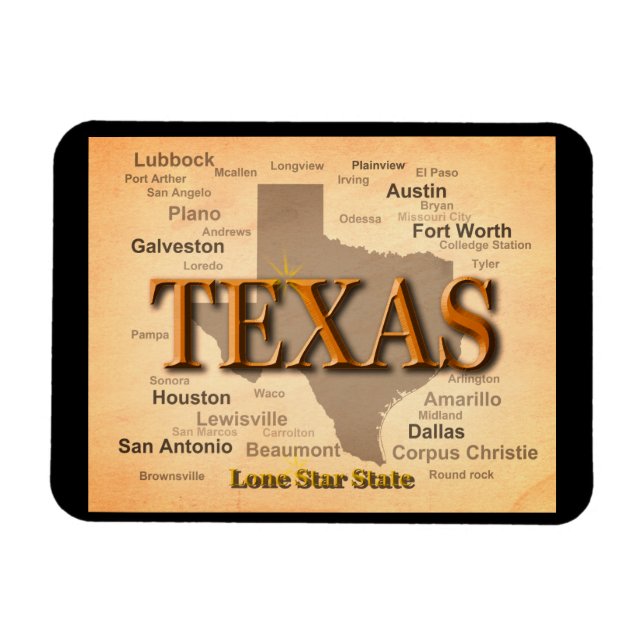 Texas Vintag Map Magnet (Horizontal)