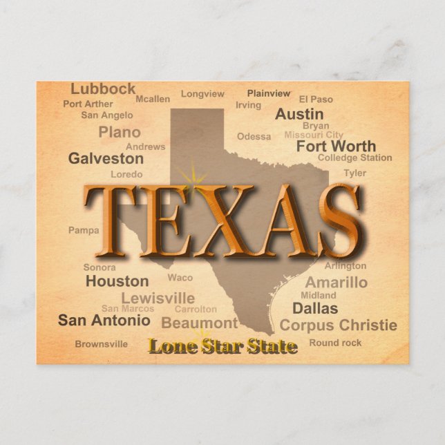 Texas Vintag Map Postkarte (Vorderseite)