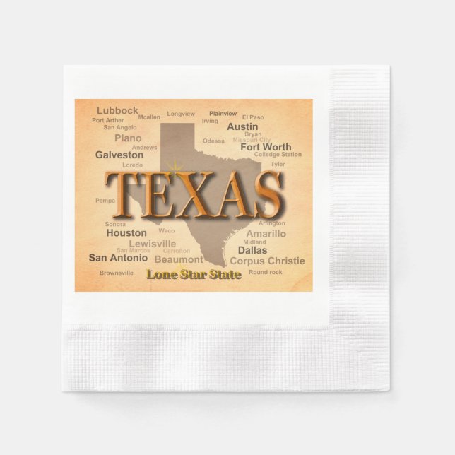 Texas Vintag Map Serviette (Vorderseite)