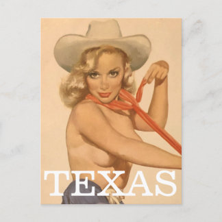 Texas Vintage Pin-Up Mädchen Postkarte