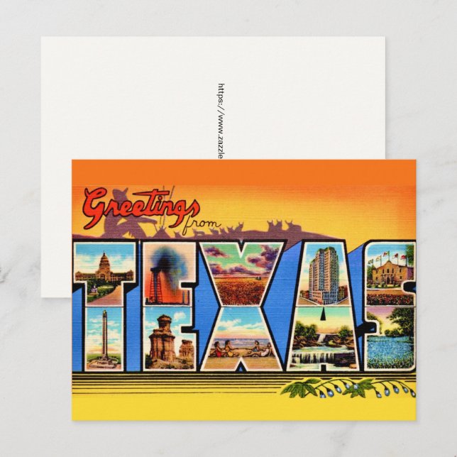 Texas Vintage Postkarte (Vorne/Hinten)