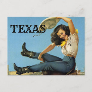 TEXAS Vintage Reise Cowgirl Postkarte