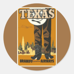 Texas - Vintage-Reiseplakat-Kunst Runder Aufkleber
