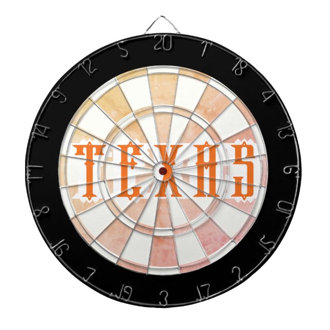 TEXAS Vintage Rustic Style Orange Text Dartscheibe (vorne)