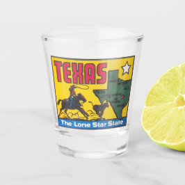 Texas Vintager Staat Deko-Abbildung mit Cowboy Schnapsglas