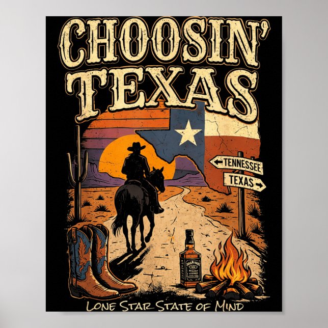 Texas wählen Lone Star State of Mind Cowboy Poster (Vorne)