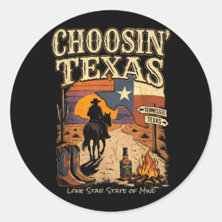 Texas wählen Lone Star State of Mind Cowboy Runder Aufkleber