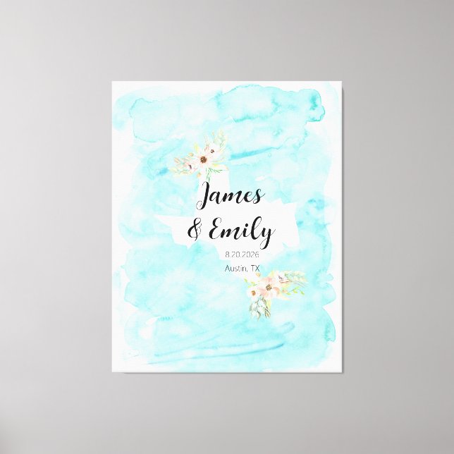Texas Watercolor Wedding Guest Book Alternative Leinwanddruck (Vorderseite)