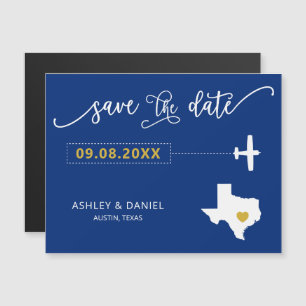 Texas Wedding Save the Date Card, Map Magneteinladung