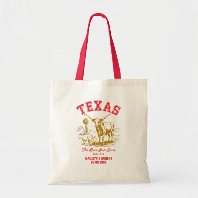 Texas Wedding Welcome Bag, Staat Liebe Tragetasche (Vorne)