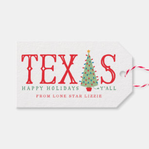 Texas-Weihnachtsbaum-frohe Feiertage Geschenkanhänger
