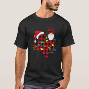 Texas Weihnachtsleuchten Gnome Buffalo Karierten X T-Shirt