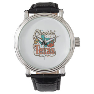 Texas Western Vintage Cowgirl Grafik T-Shirt Desi Armbanduhr