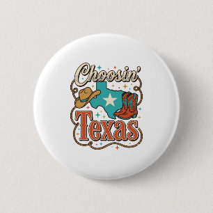 Texas Western Vintage Cowgirl Grafik T-Shirt Desi Button