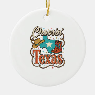 Texas Western Vintage Cowgirl Grafik T-Shirt Desi Keramik Ornament
