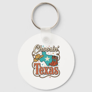 Texas Western Vintage Cowgirl Grafik T-Shirt Desi Schlüsselanhänger