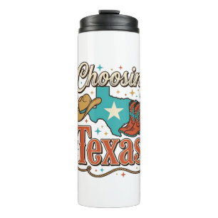 Texas Western Vintage Cowgirl Grafik T-Shirt Desi Thermosbecher