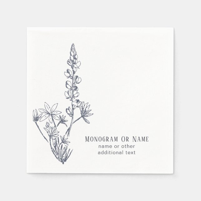 Texas Wildblume Bluebonnet Familienname Serviette (Vorderseite)