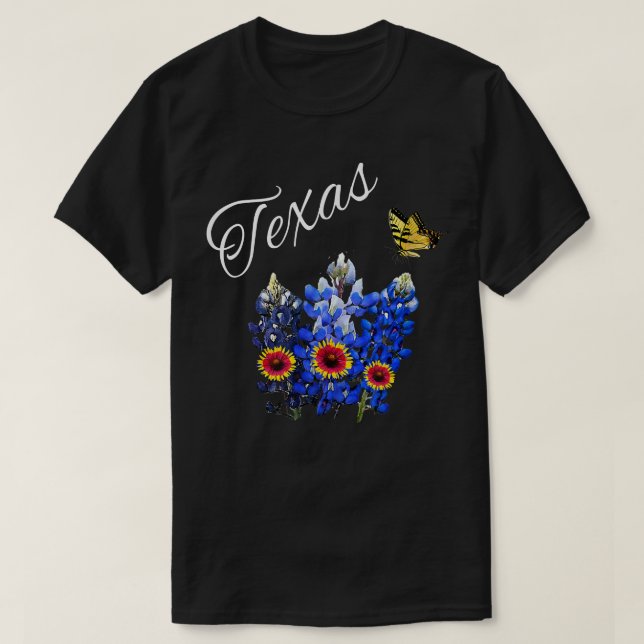 Texas Wildblume Butterfly Zuhause Staat Bluebonnet T-Shirt (Design vorne)