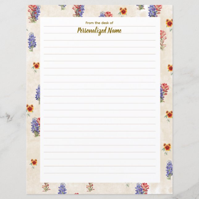 Texas-Wildblume-Papierblatt (Vorderseite)